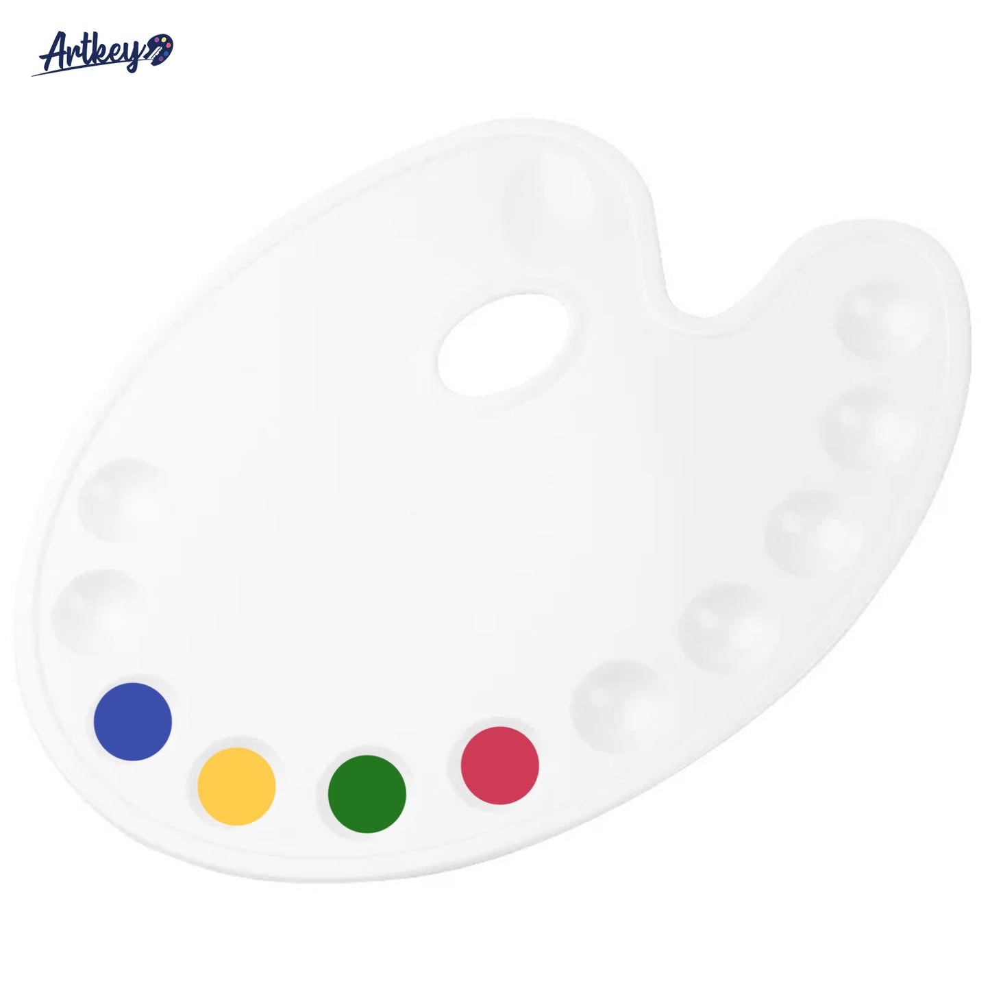 Artkey Clear Oval Paint Palette with Thumb Hole, Multiple Wells